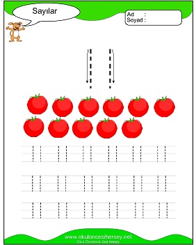 okul öncesi 1 sayısı çizgi çalışması